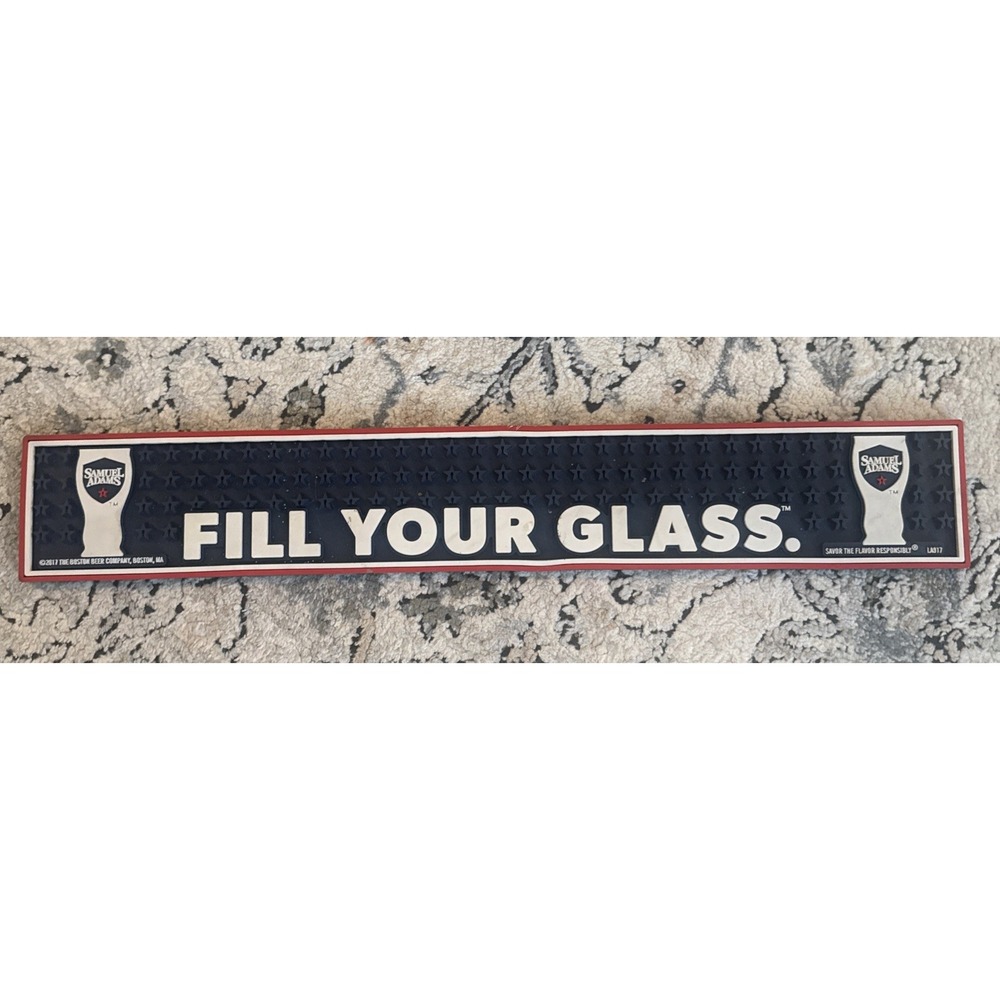 Samuel Adams Rubber Bar Spill Rail Runner Mat Collectible Man Cave Boston Lager